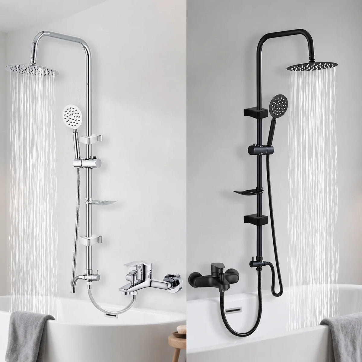 Rainfall Shower System Adjustable Height Handheld Stainless Steel