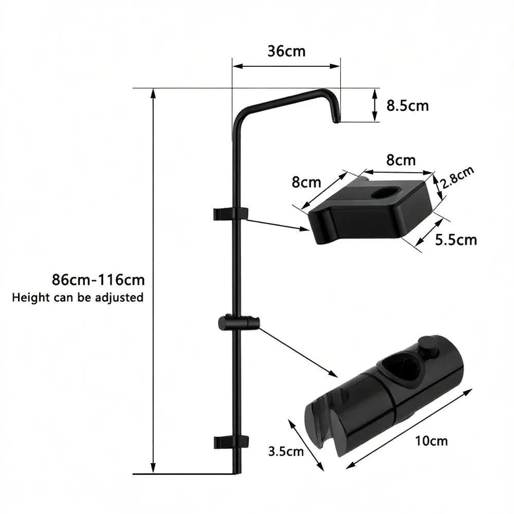 Rainfall Shower System Adjustable Height Handheld Stainless Steel