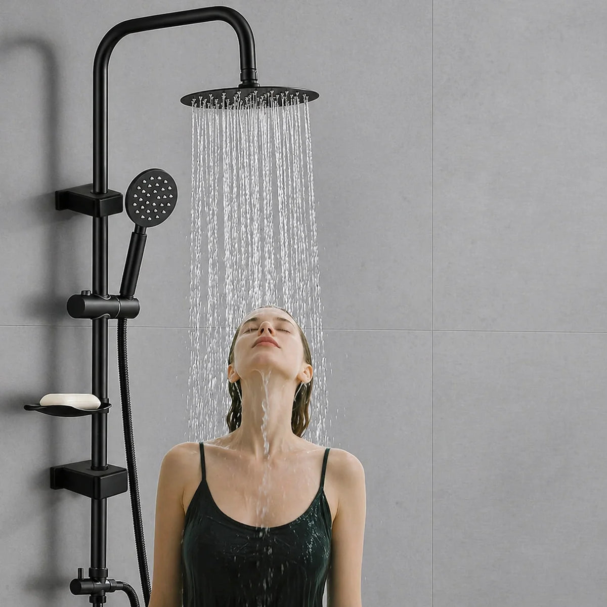 Rainfall Shower System Adjustable Height Handheld Stainless Steel