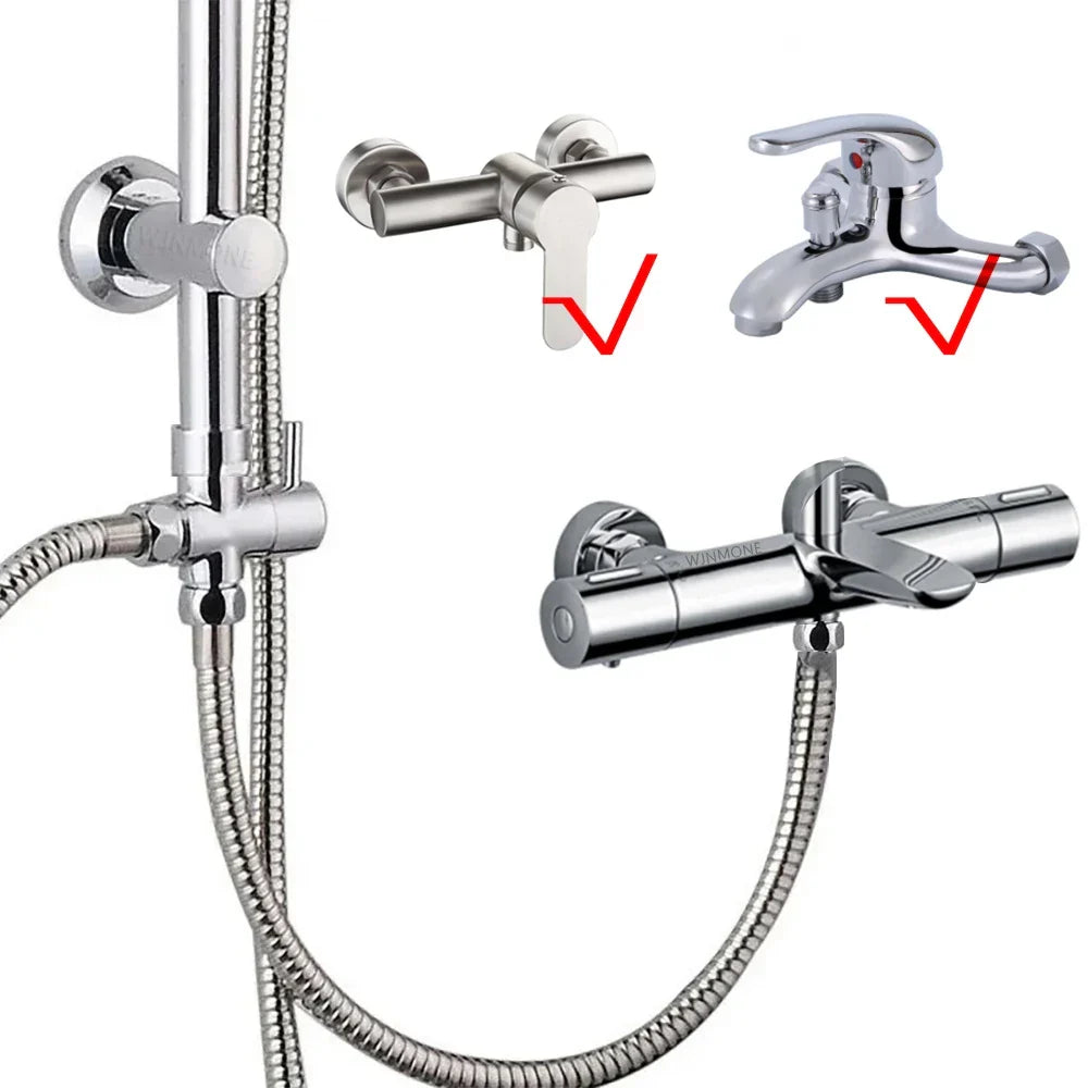 Rainfall Shower System Adjustable Height Handheld Stainless Steel