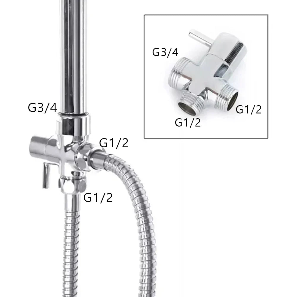 Rainfall Shower System Adjustable Height Handheld Stainless Steel