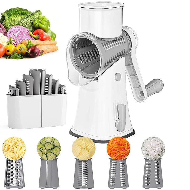 Rotary Grater 5-in-1 Stainless Steel Blades & Hand-Crank