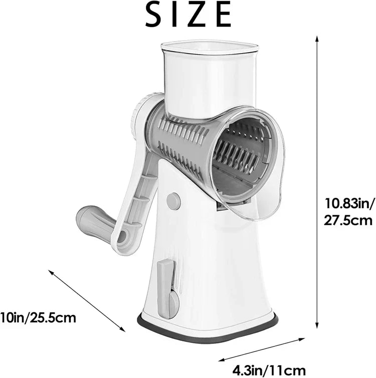 Rotary Grater 5-in-1 Stainless Steel Blades & Hand-Crank