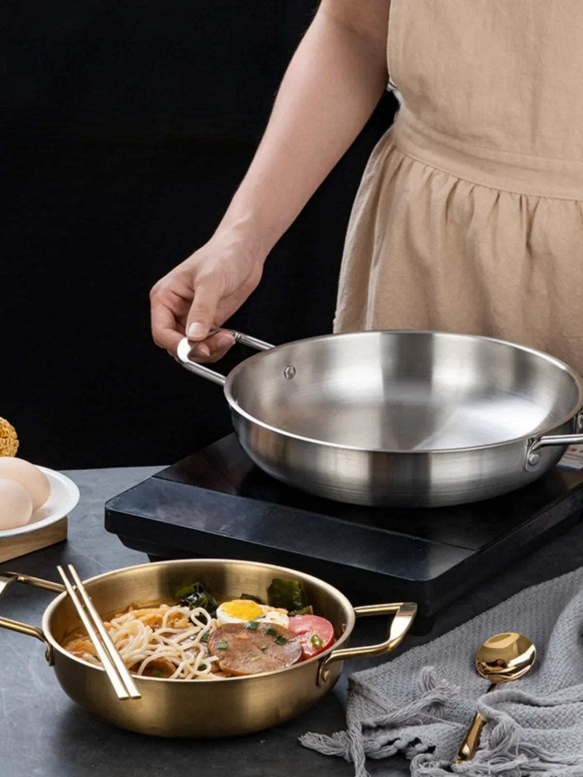 Sauce & Paella Pan Stainless Steel Even Heat