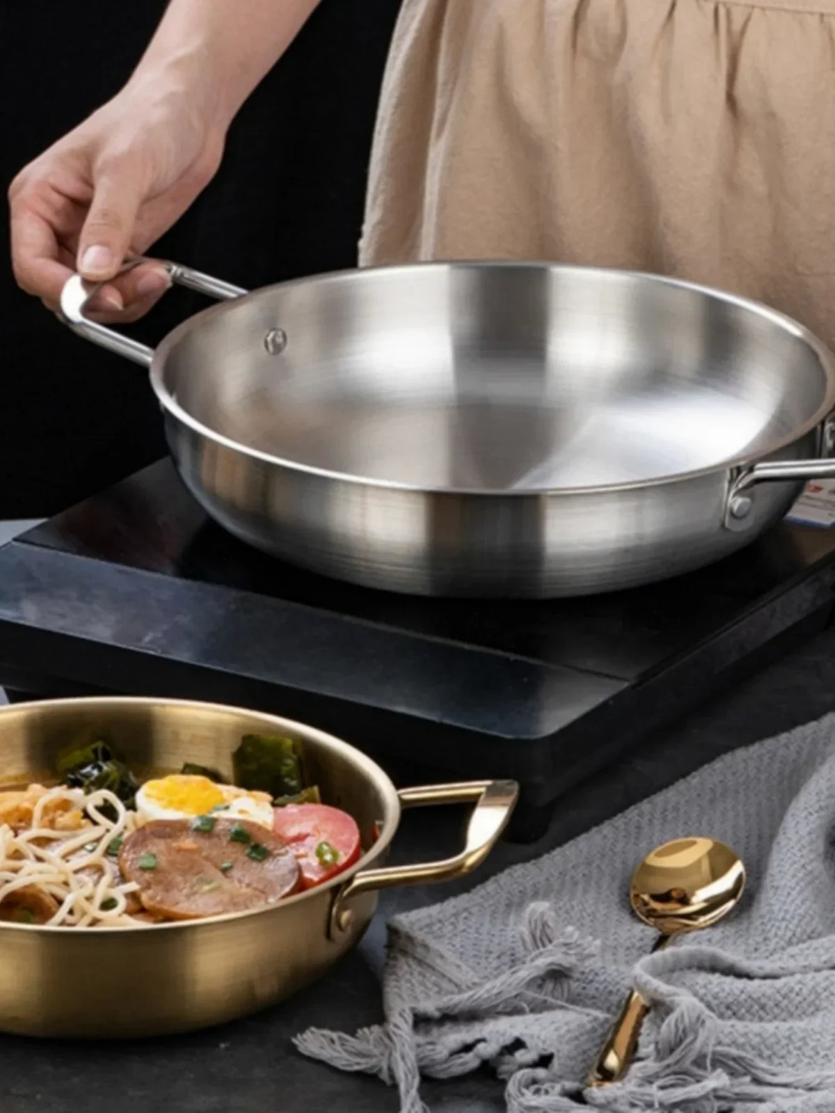 Sauce & Paella Pan Stainless Steel Even Heat