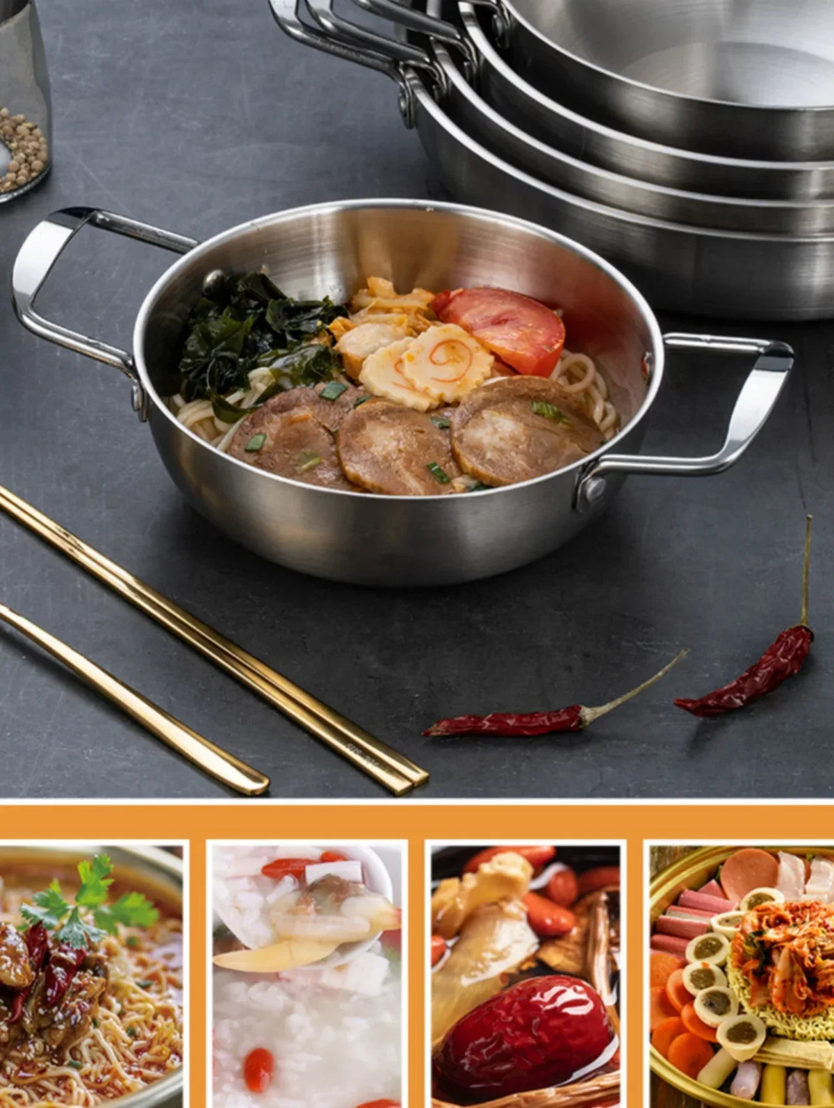 Sauce & Paella Pan Stainless Steel Even Heat