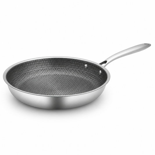 Scratch-Resistant Non-Stick Honeycomb Surface Induction-Compatible Stainless Steel Frypan