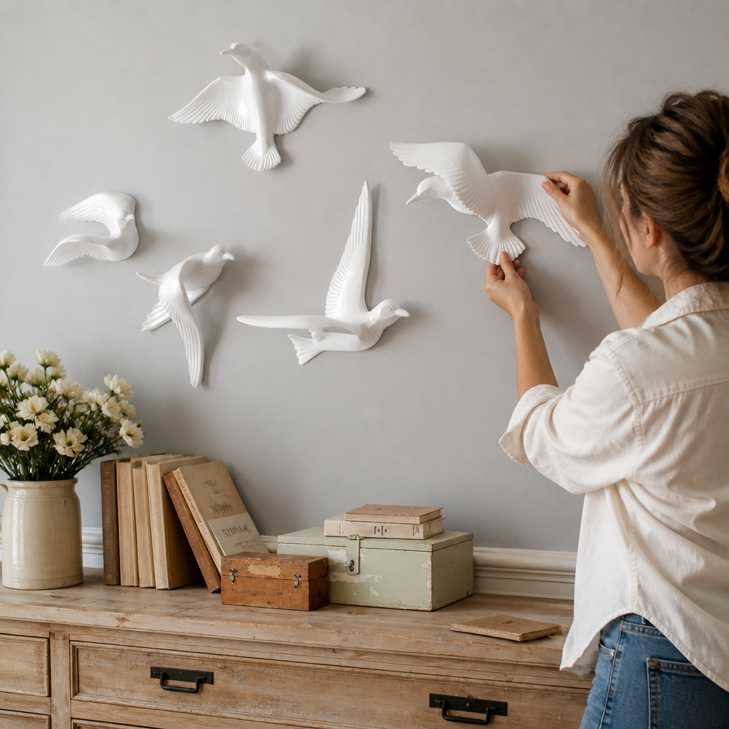 Sculptural Seagull Polyresin Coastal Wall Decor