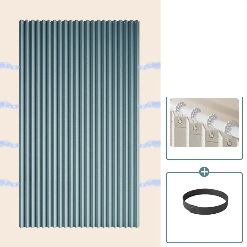 Shower Curtain Accordion Fold Magnetic Closure & Waterproof