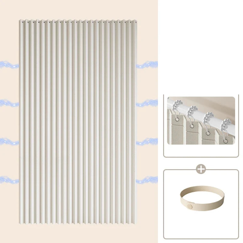 Shower Curtain Accordion Fold Magnetic Closure & Waterproof