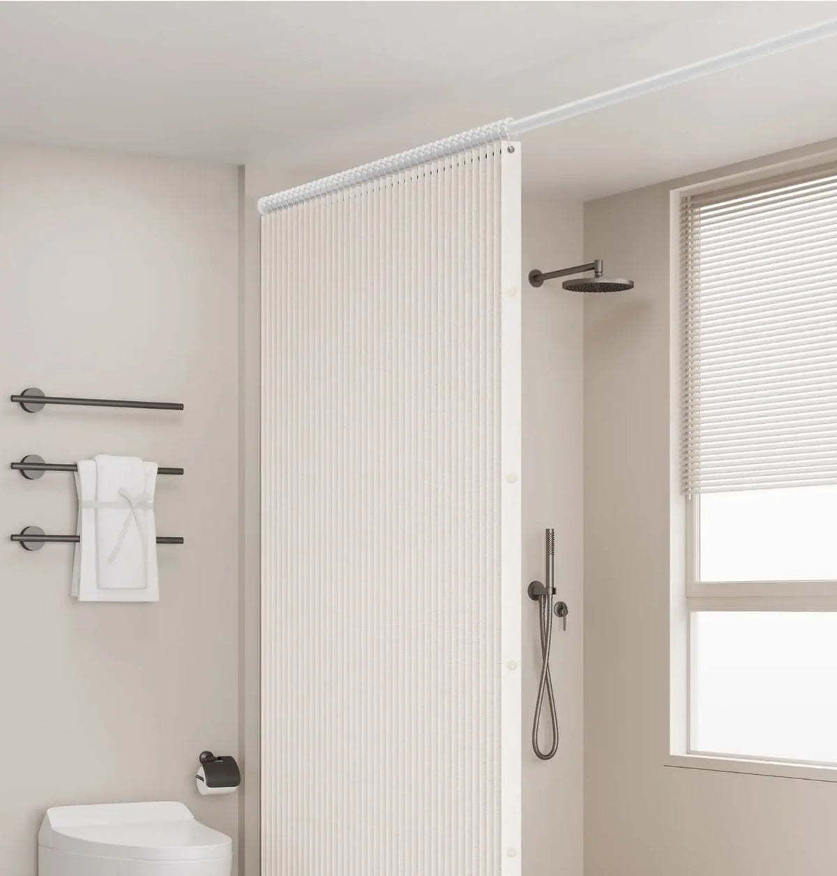 Shower Curtain Accordion Fold Magnetic Closure & Waterproof