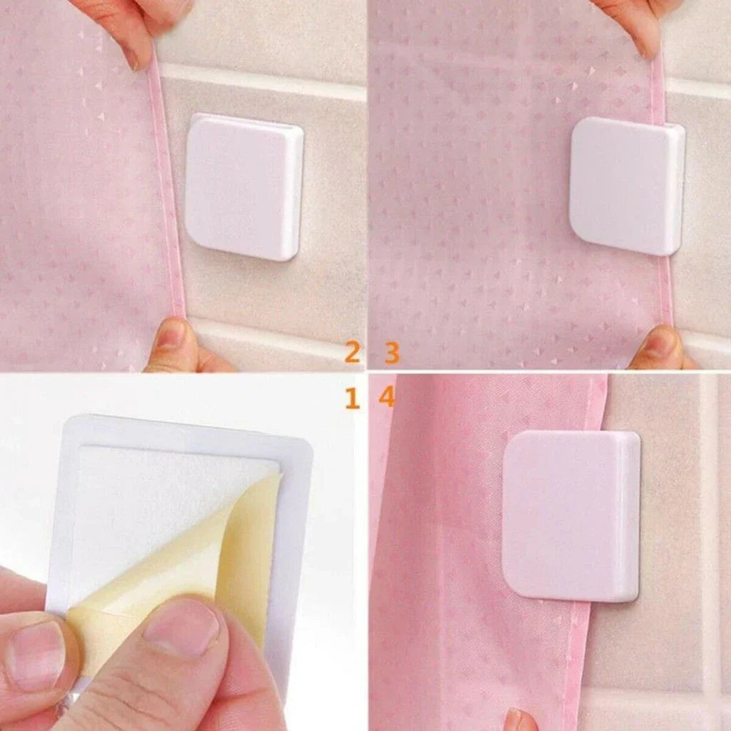 Shower Curtain Clips Self-Adhesive No-Drill Rustproof