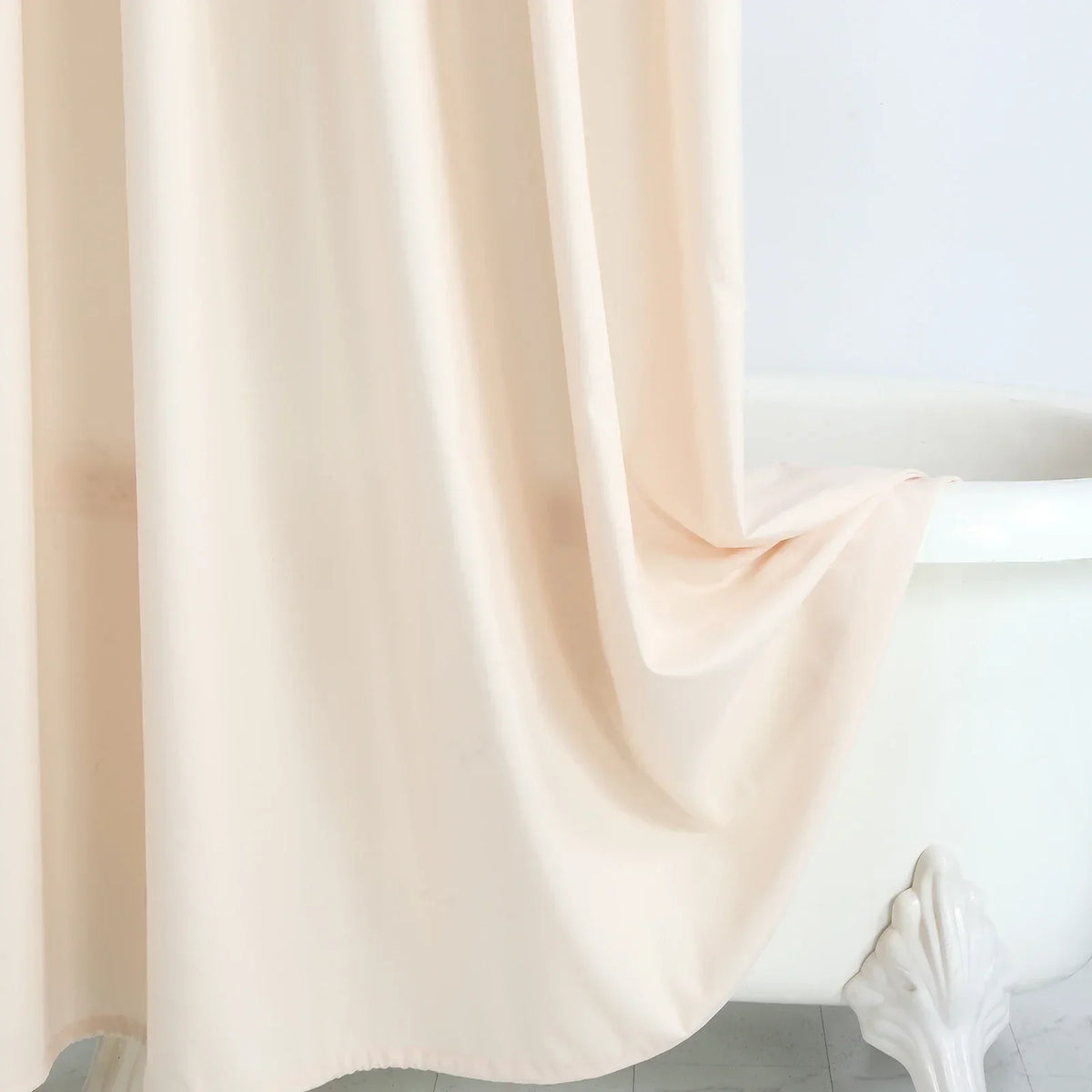 Shower Curtain Linen-Look Waterproof Polyester Rust-Resistant Grommets