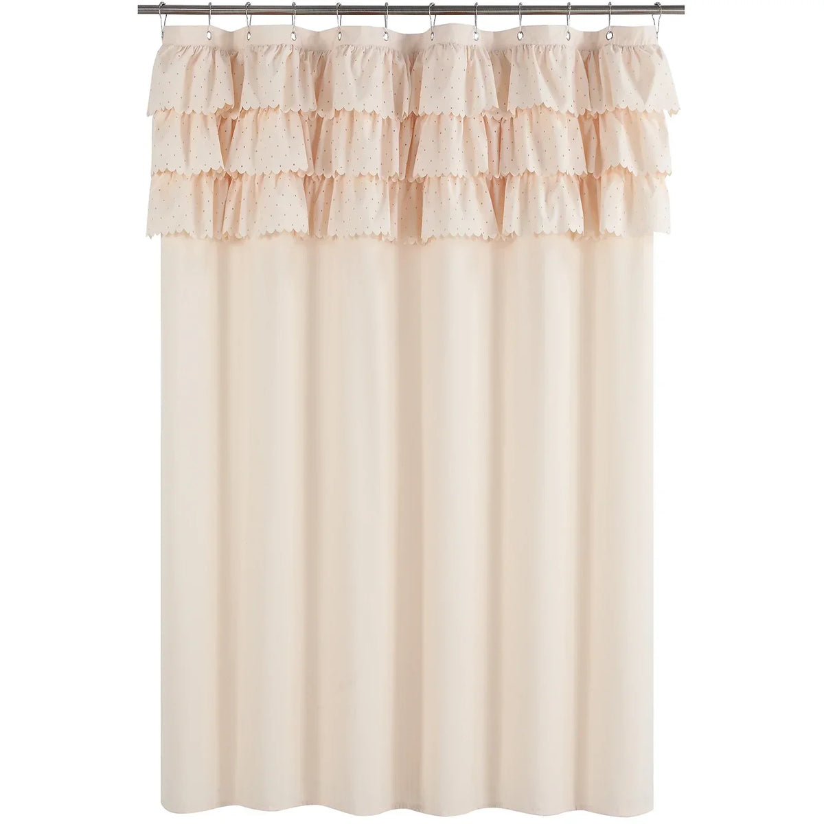 Shower Curtain Linen-Look Waterproof Polyester Rust-Resistant Grommets
