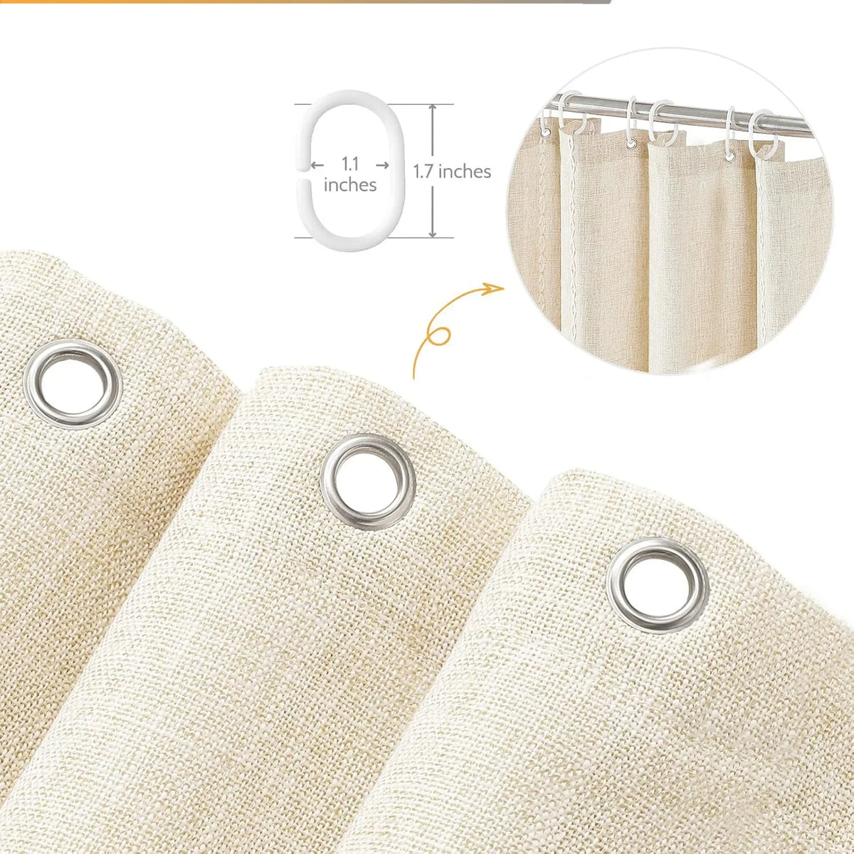 Shower Curtain Water-Repellent Polyester Scalloped Wave Edge