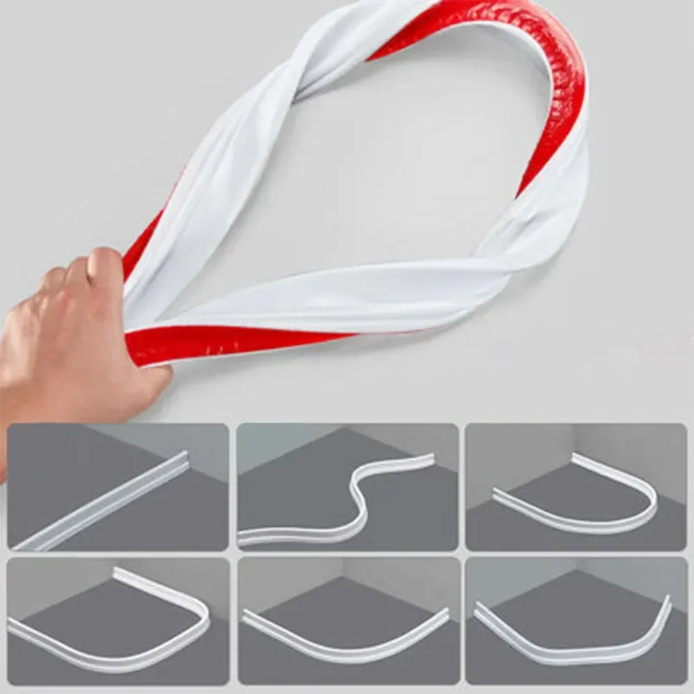 Shower Dam & Door Seal Silicone Self-Adhesive Trim-To-Fit
