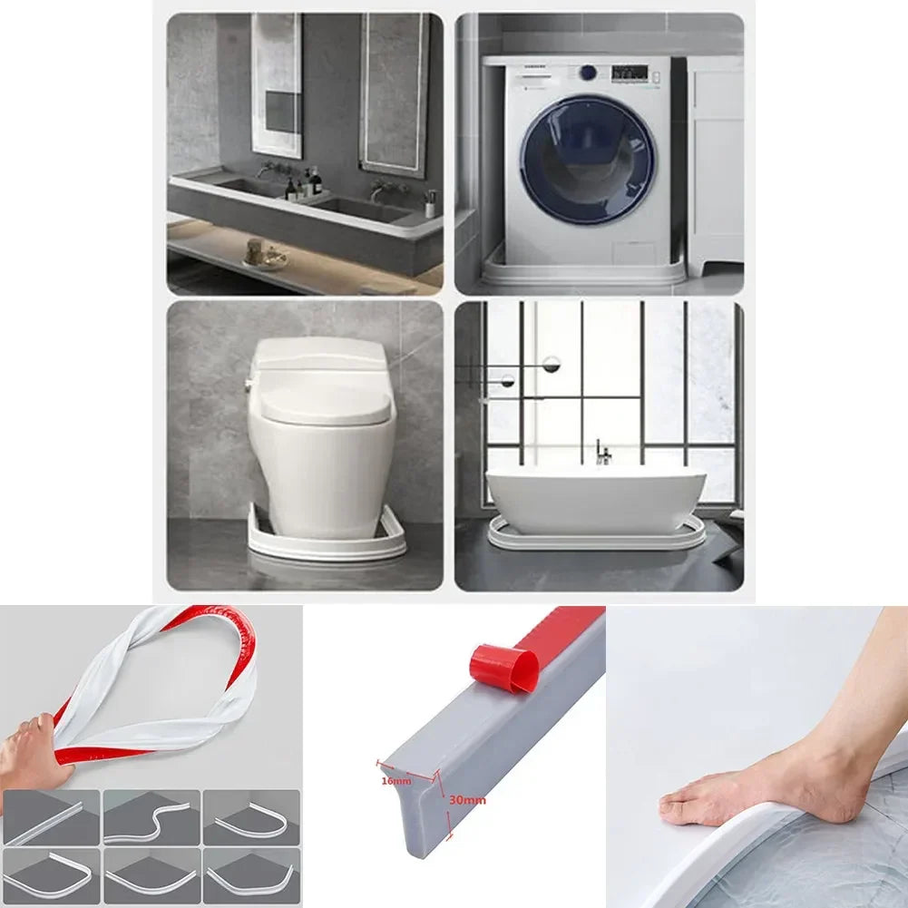 Shower Dam & Door Seal Silicone Self-Adhesive Trim-To-Fit