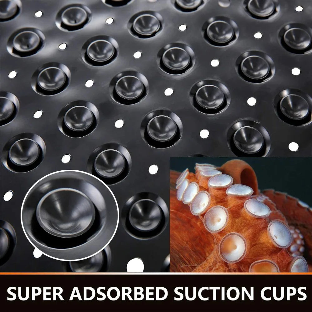 Shower Mat Non-Slip Suction Cups Quick-Drain Holes