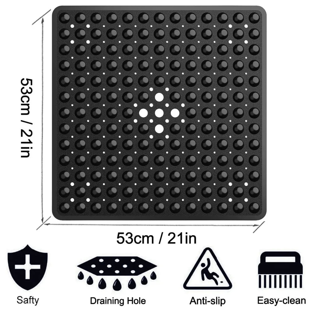 Shower Mat Non-Slip Suction Cups Quick-Drain Holes