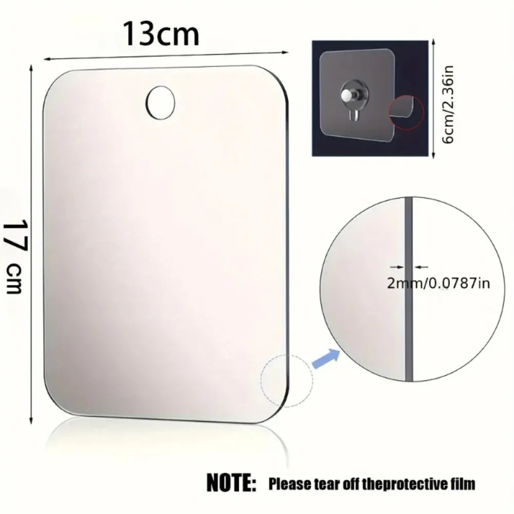 Shower Mirror Fogless Acrylic Hook & Suction Cup Mount