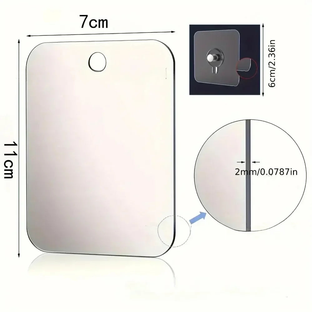 Shower Mirror Fogless Acrylic Hook & Suction Cup Mount