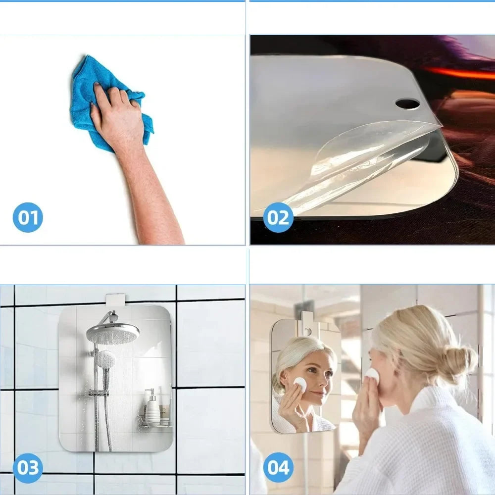 Shower Mirror Fogless Acrylic Hook & Suction Cup Mount
