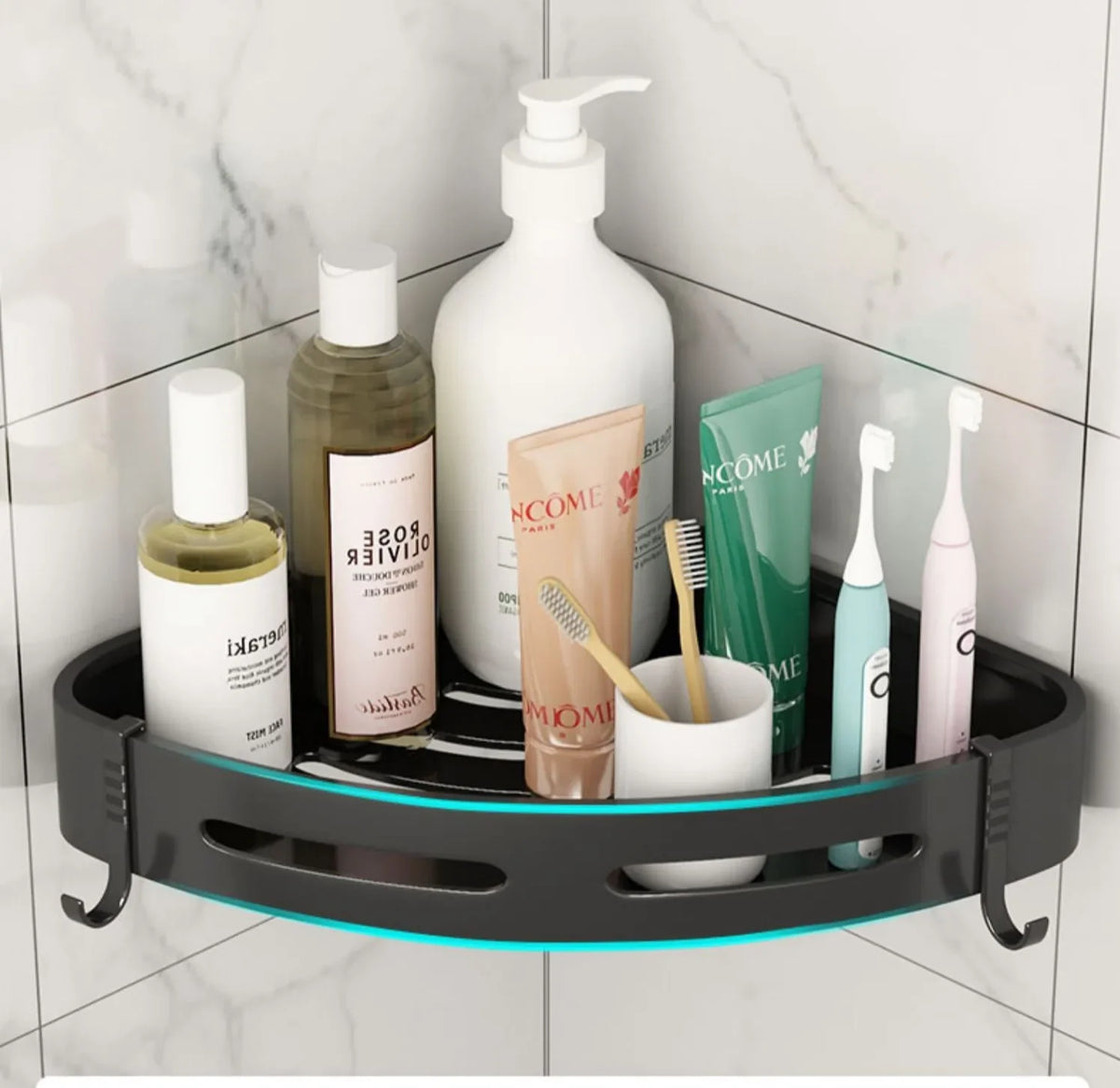 Shower Organizer Set No-Drill Self-Adhesive Matte Black