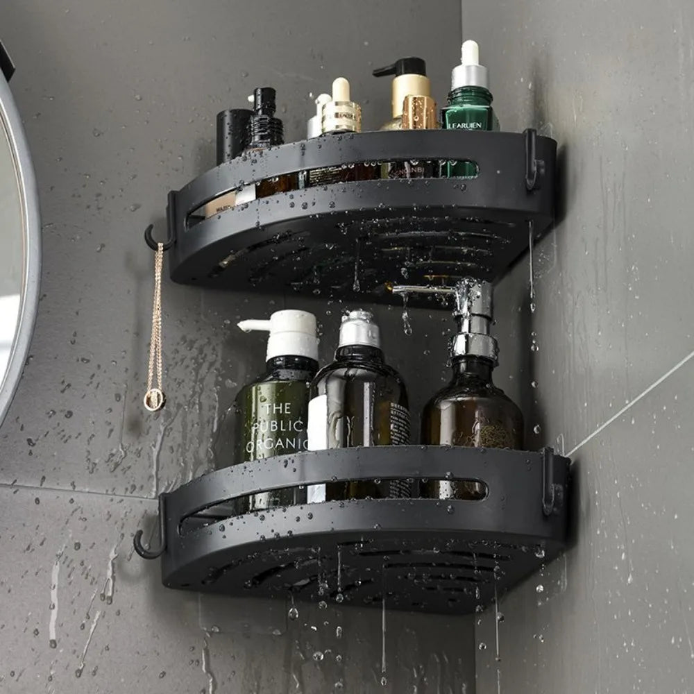 Shower Organizer Set No-Drill Self-Adhesive Matte Black