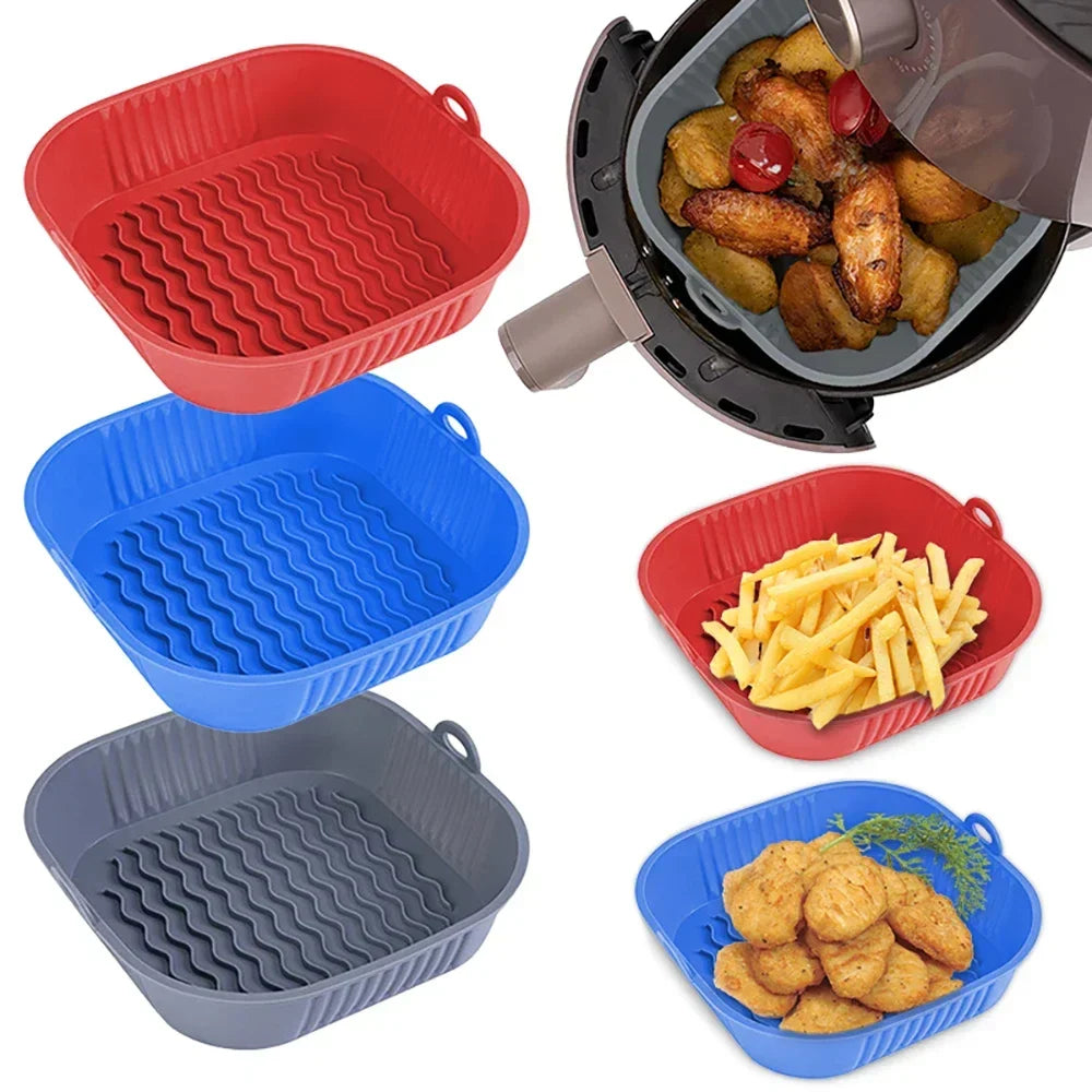 Silicone Airfryer Pan Square Non-Stick Dishwasher Safe