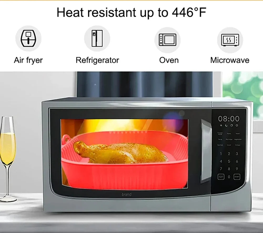 Silicone Airfryer Pan Square Non-Stick Dishwasher Safe