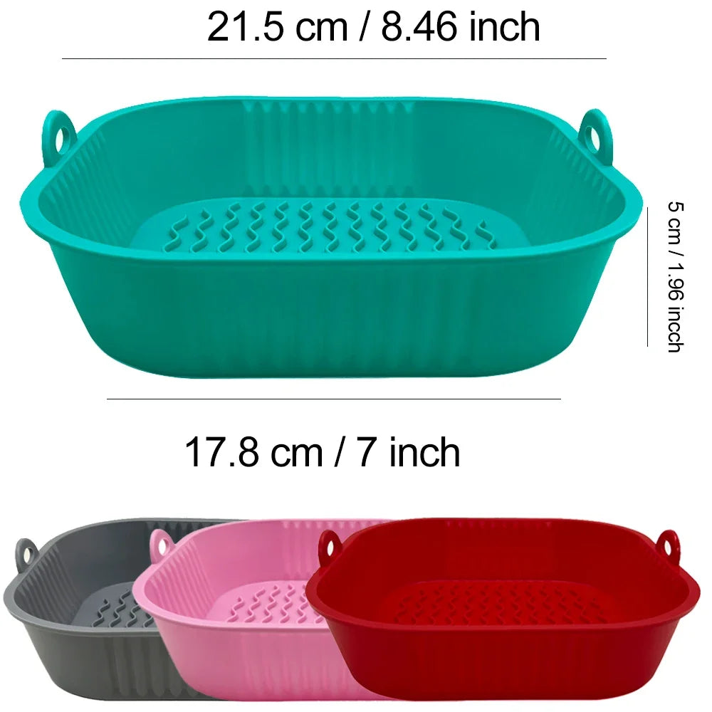 Silicone Airfryer Pan Square Non-Stick Dishwasher Safe