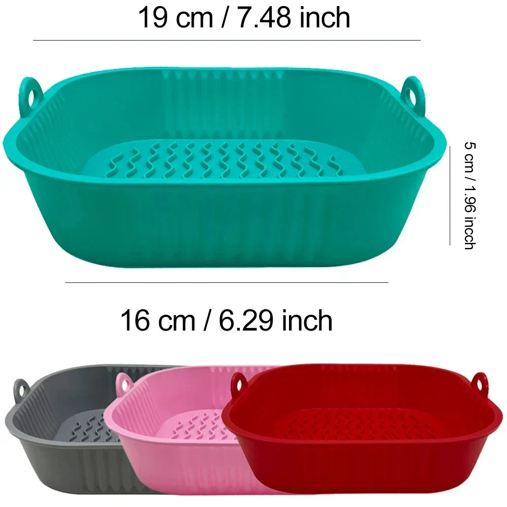 Silicone Airfryer Pan Square Non-Stick Dishwasher Safe