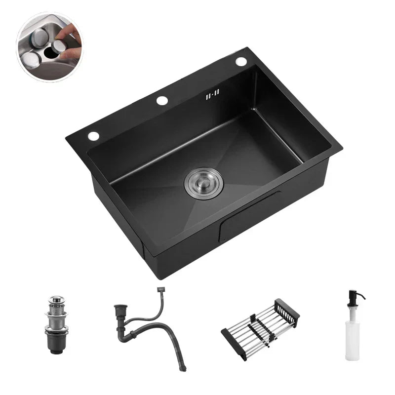 Single-Bowl Kitchen Sink 20-Gauge Brushed Stainless Sound Dampers