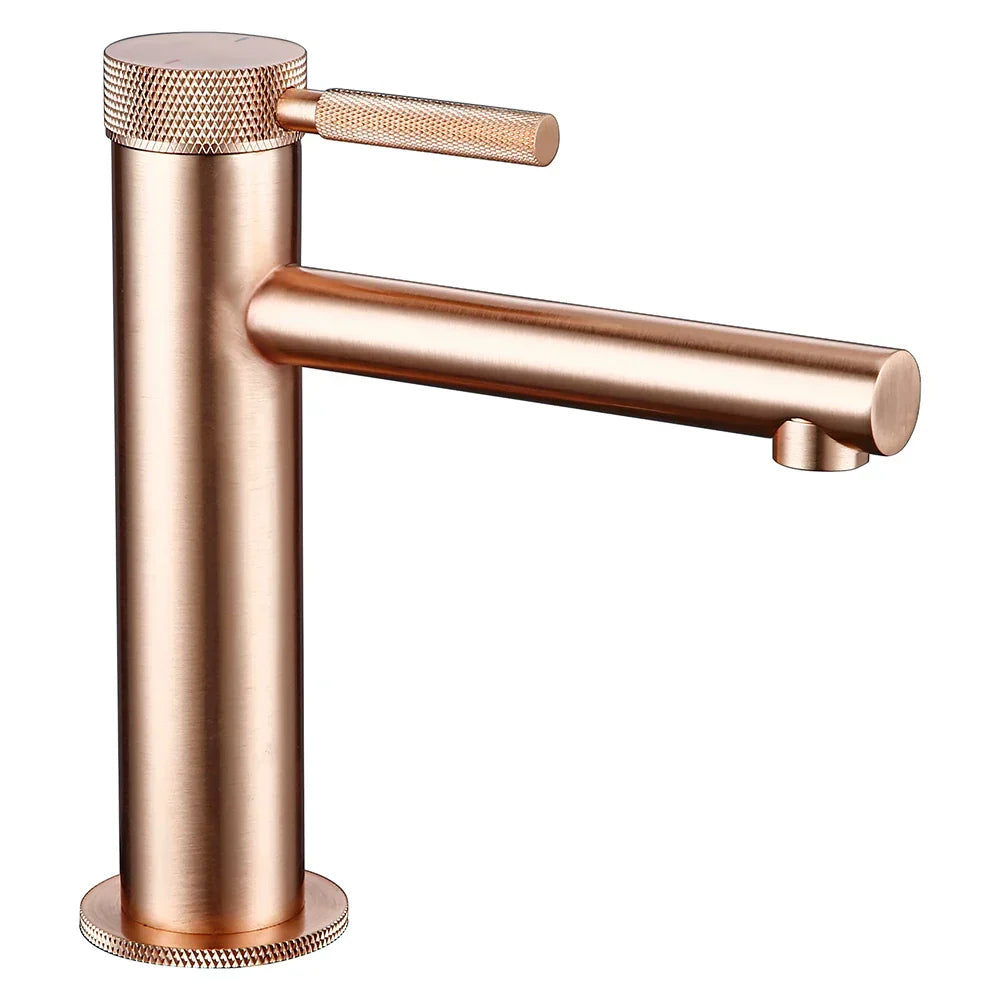 Single-Hole Bathroom Faucet Solid Brass Brushed Gold 360° Swivel