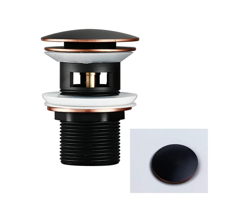 Sink Drain Stopper Push-Down Brass Universal Fit