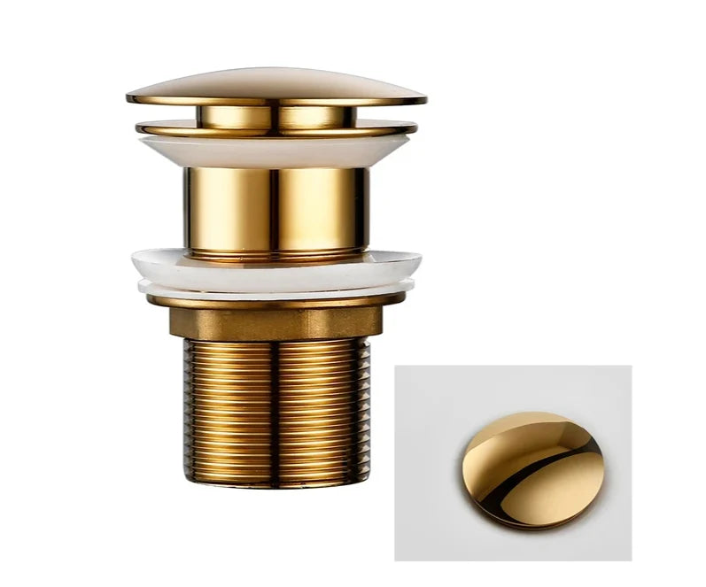 Sink Drain Stopper Push-Down Brass Universal Fit