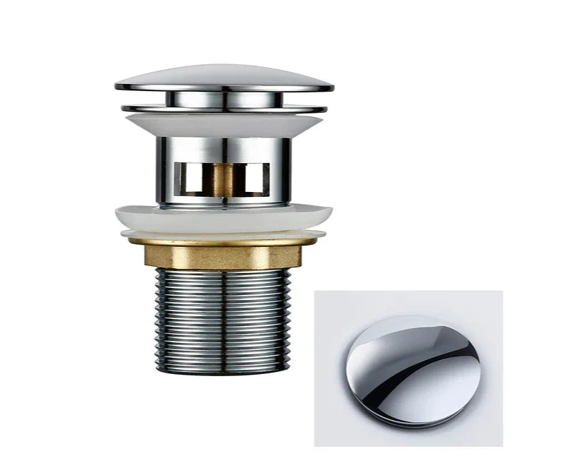 Sink Drain Stopper Push-Down Brass Universal Fit