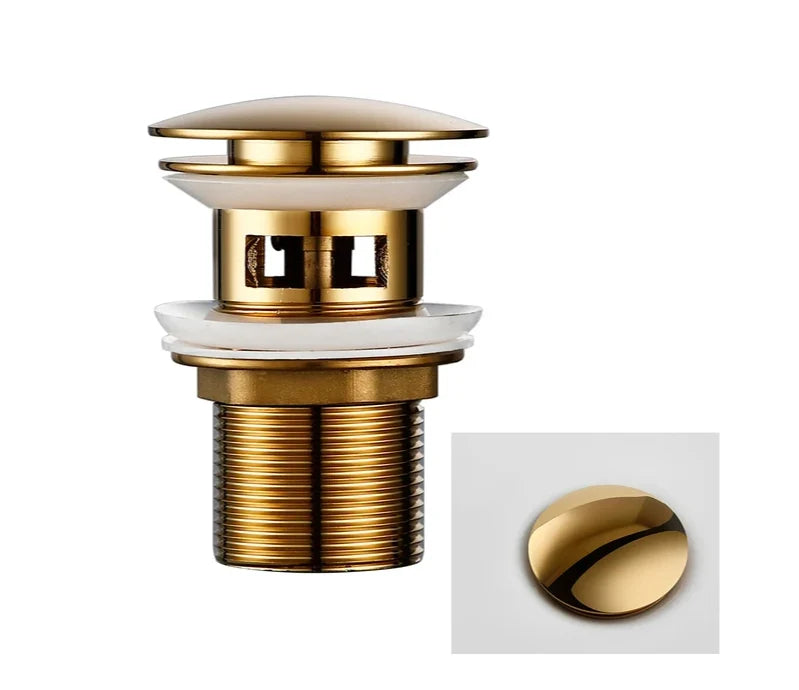 Sink Drain Stopper Push-Down Brass Universal Fit