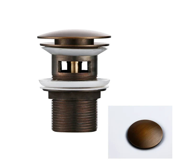 Sink Drain Stopper Push-Down Brass Universal Fit