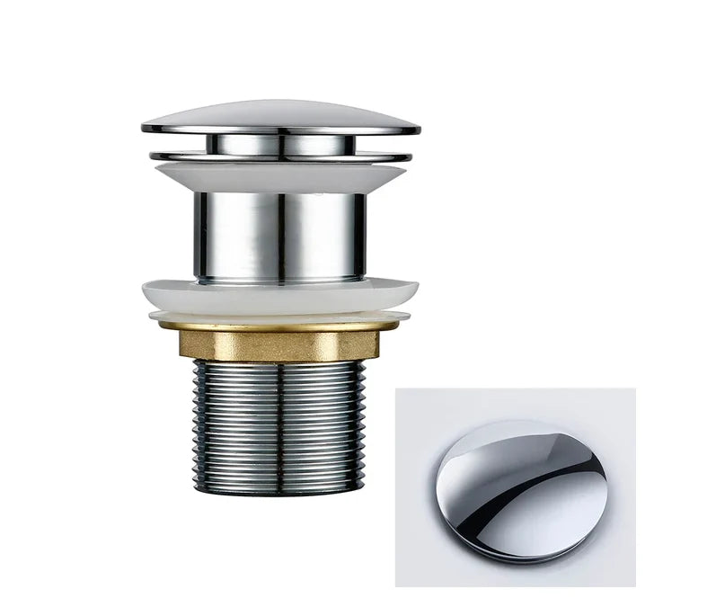 Sink Drain Stopper Push-Down Brass Universal Fit