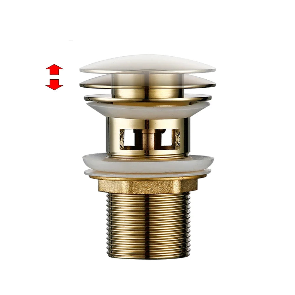 Sink Drain Stopper Push-Down Brass Universal Fit