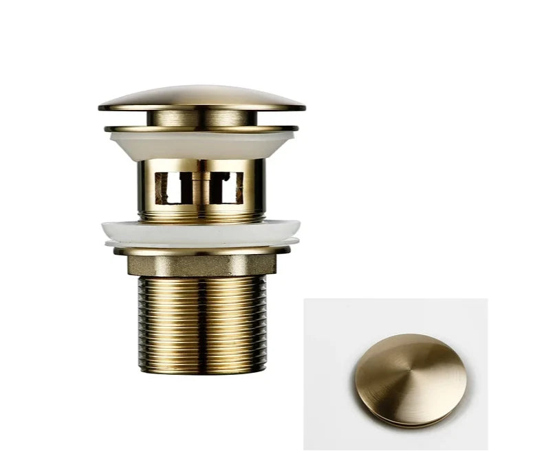 Sink Drain Stopper Push-Down Brass Universal Fit