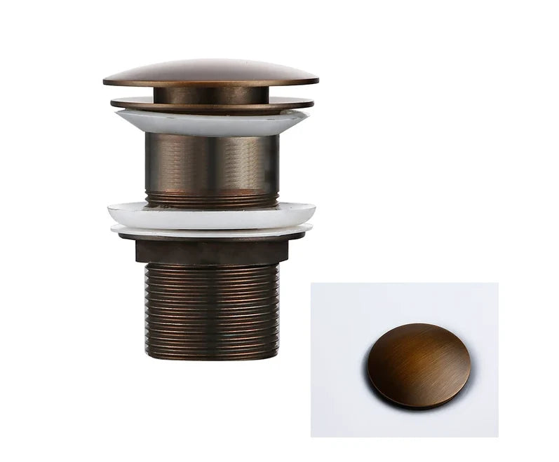 Sink Drain Stopper Push-Down Brass Universal Fit