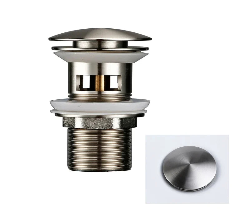 Sink Drain Stopper Push-Down Brass Universal Fit
