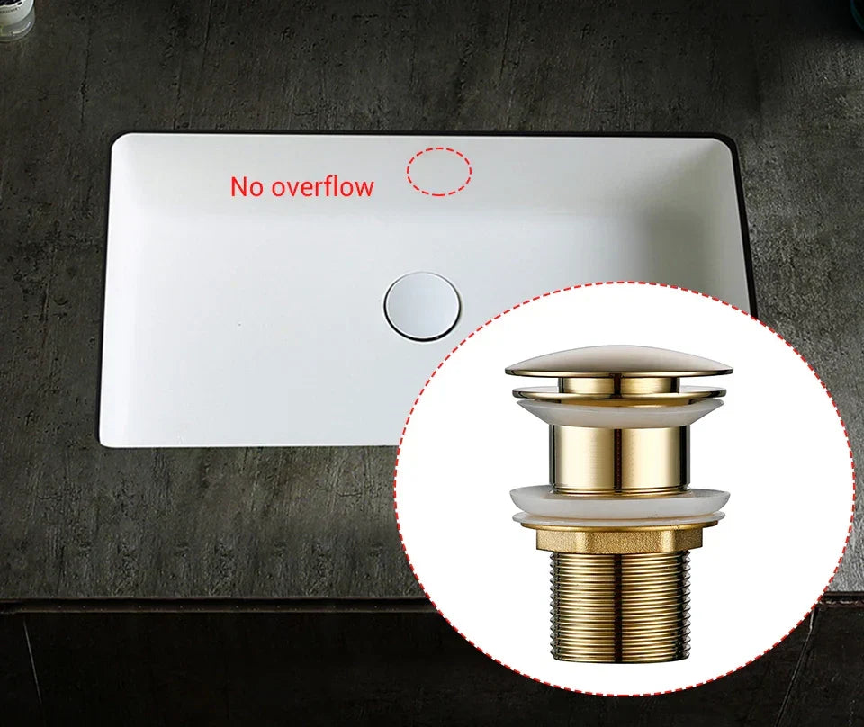 Sink Drain Stopper Push-Down Brass Universal Fit