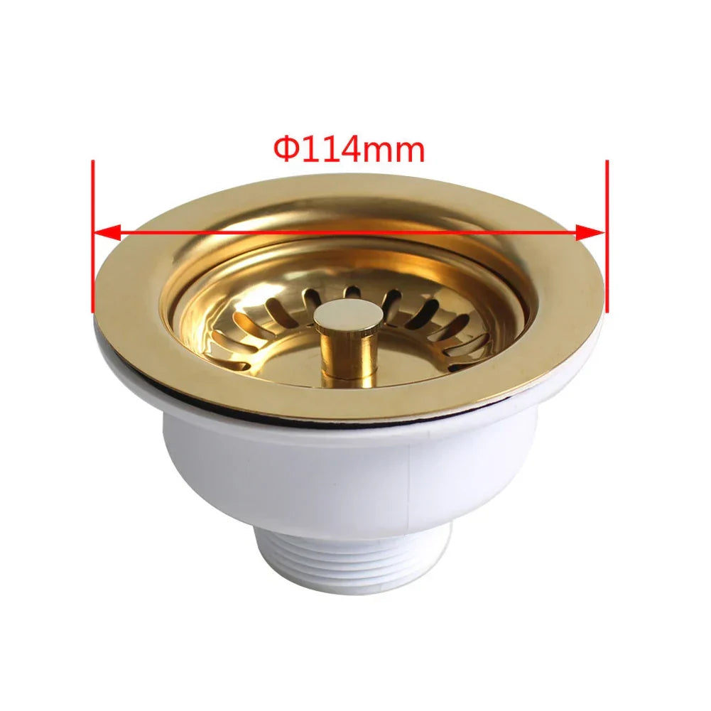 Sink Strainer Stainless Steel & Gold Finish Universal Fit