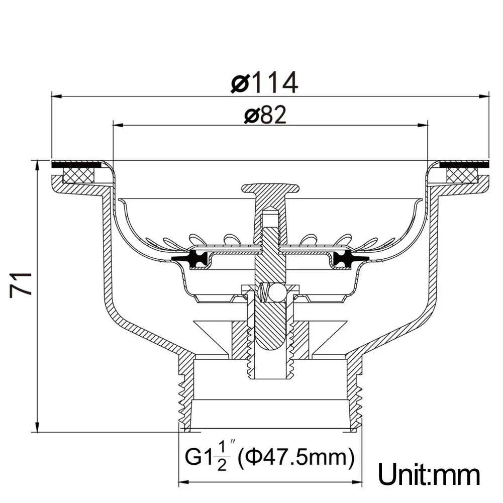Sink Strainer Stainless Steel & Gold Finish Universal Fit