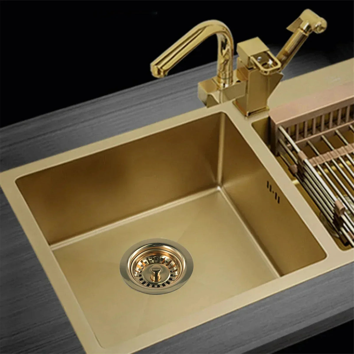 Sink Strainer Stainless Steel & Gold Finish Universal Fit