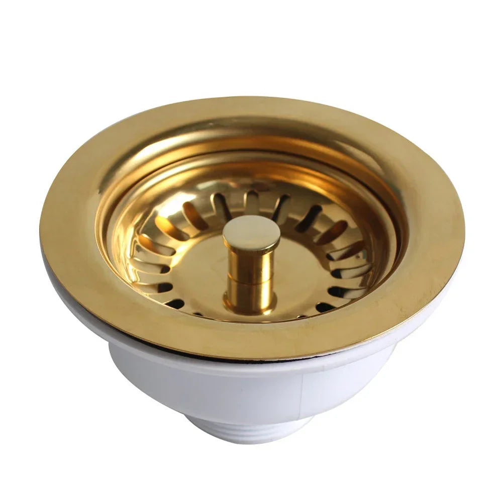 Sink Strainer Stainless Steel & Gold Finish Universal Fit