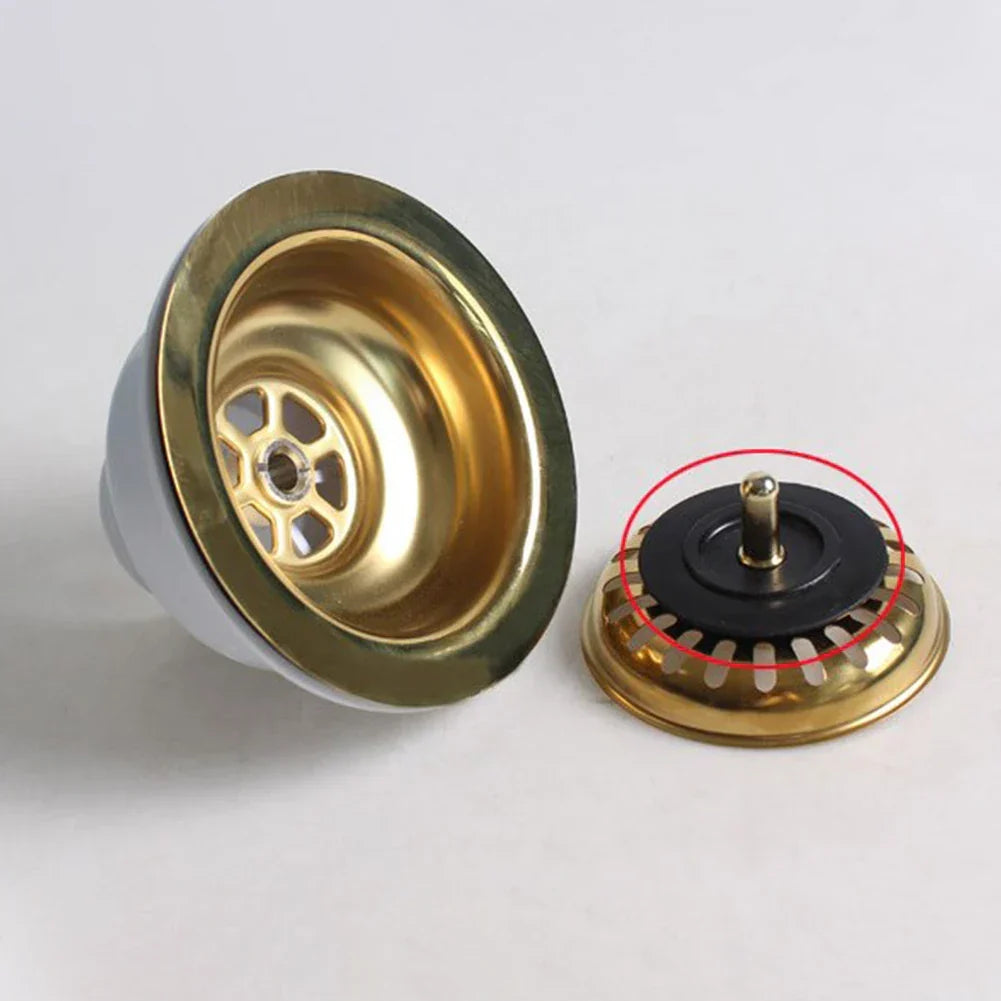 Sink Strainer Stainless Steel & Gold Finish Universal Fit